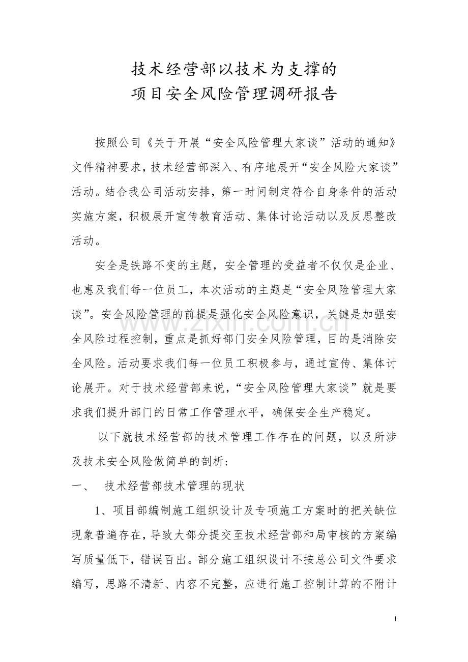 以技术为支撑的项目安全管理风险调研报告.doc_第1页