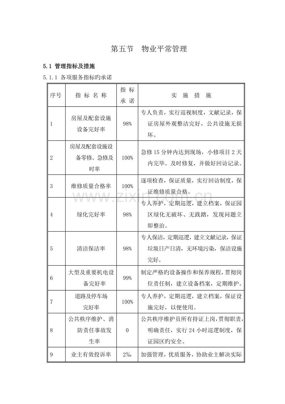 物业日常管理服务工作方案.doc_第1页