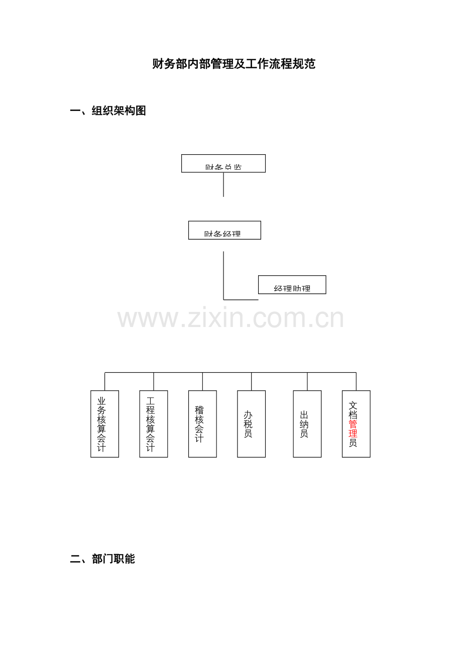 公司财务部管理及工作流程.doc_第1页