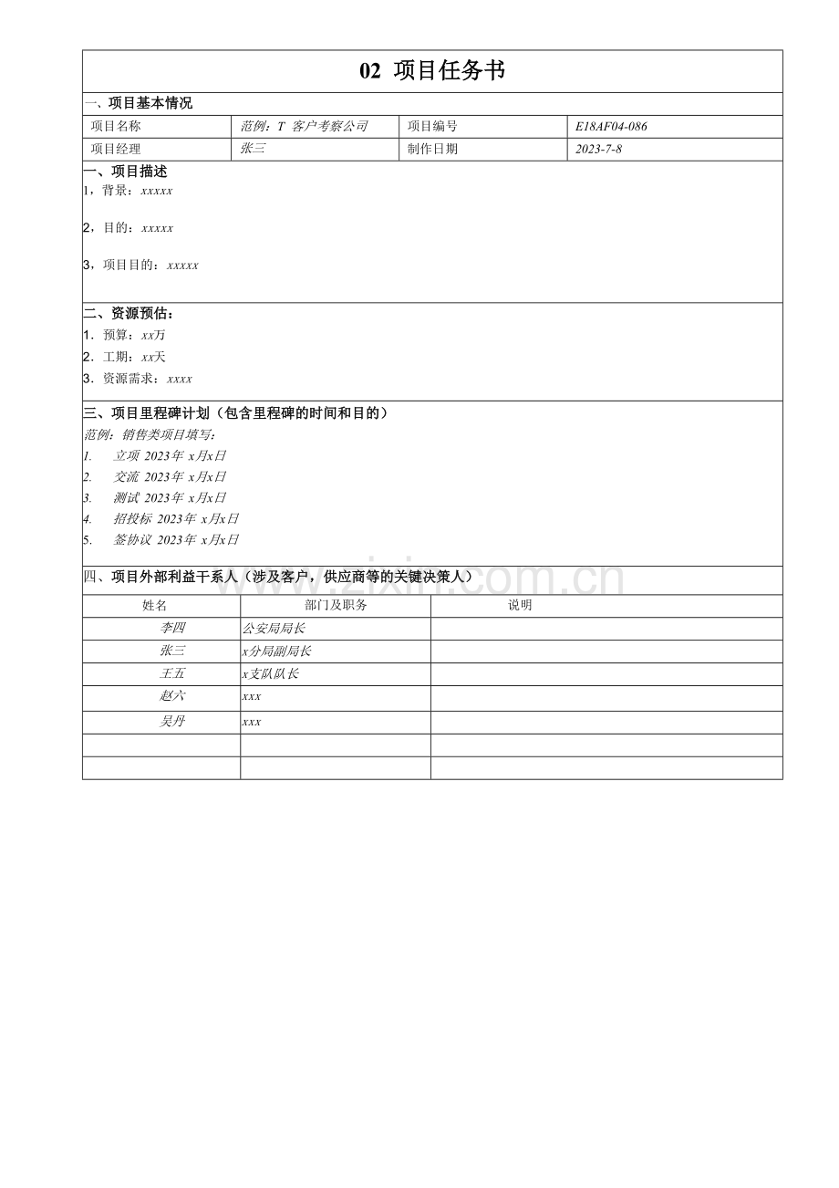 项目管理附表模板.doc_第3页