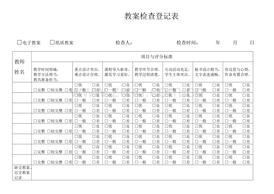 教案检查记录表.doc_第1页