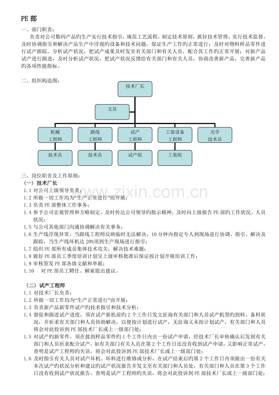 技术工程部PE岗位职责描述.doc_第1页