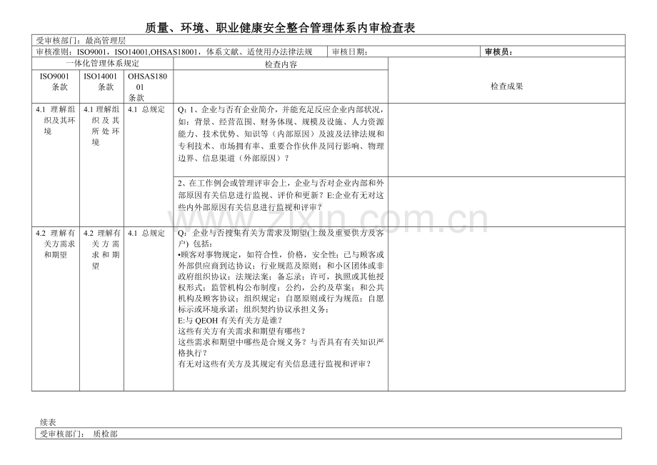 三体系内审检查表.doc_第1页