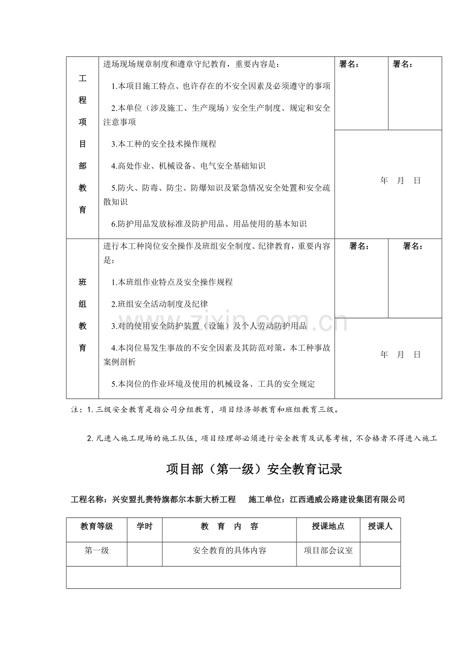 三级安全教育记录及表格(全)-样本.doc_第3页