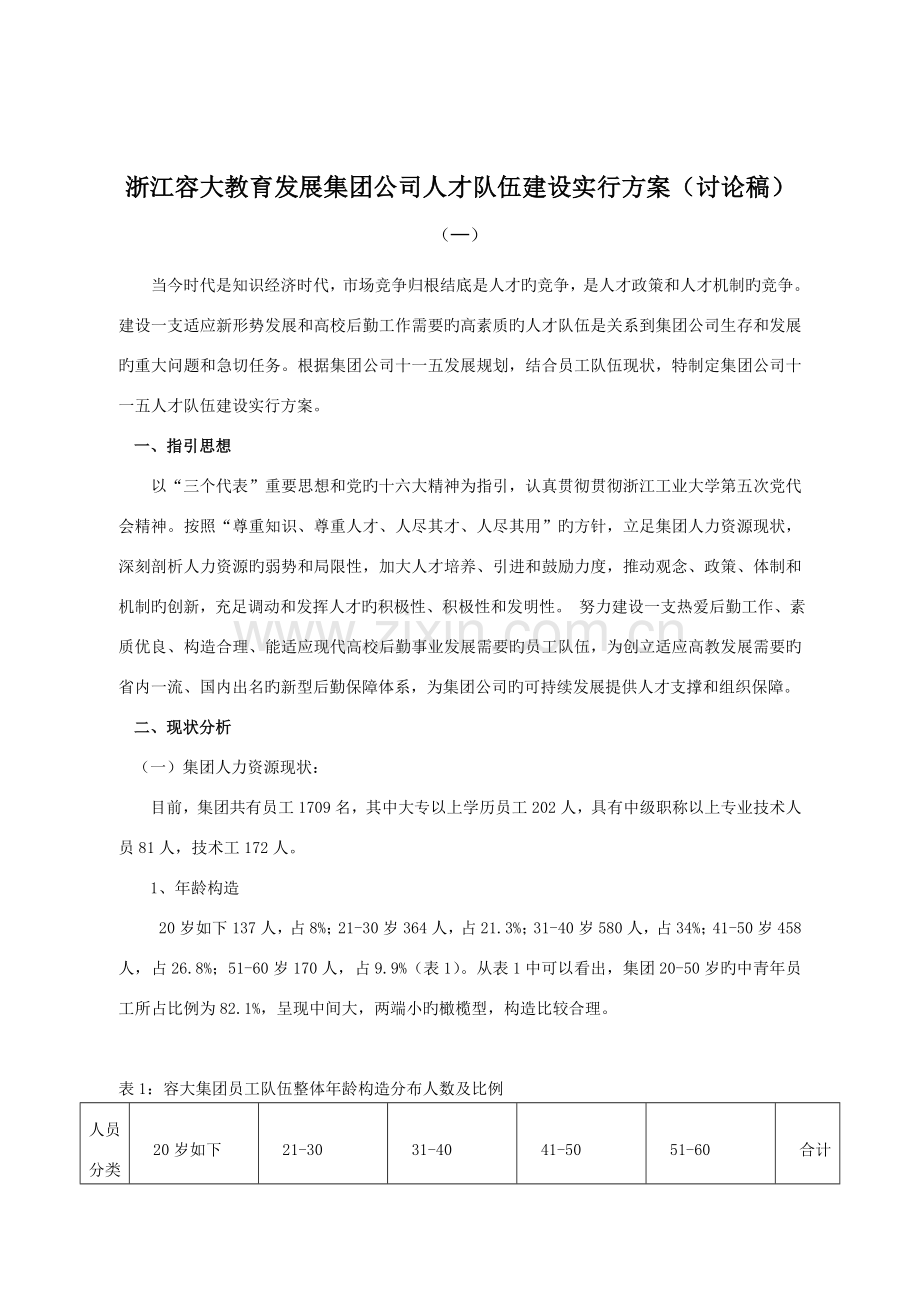 浙江容大教育发展集团公司人才队伍建设实施方案概要.doc_第1页