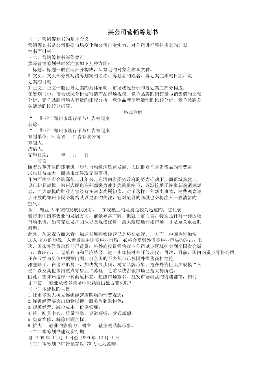 某公司营销策划书.docx_第1页