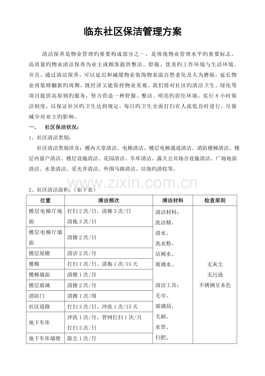 某小高层小区保洁管理方案.doc_第1页