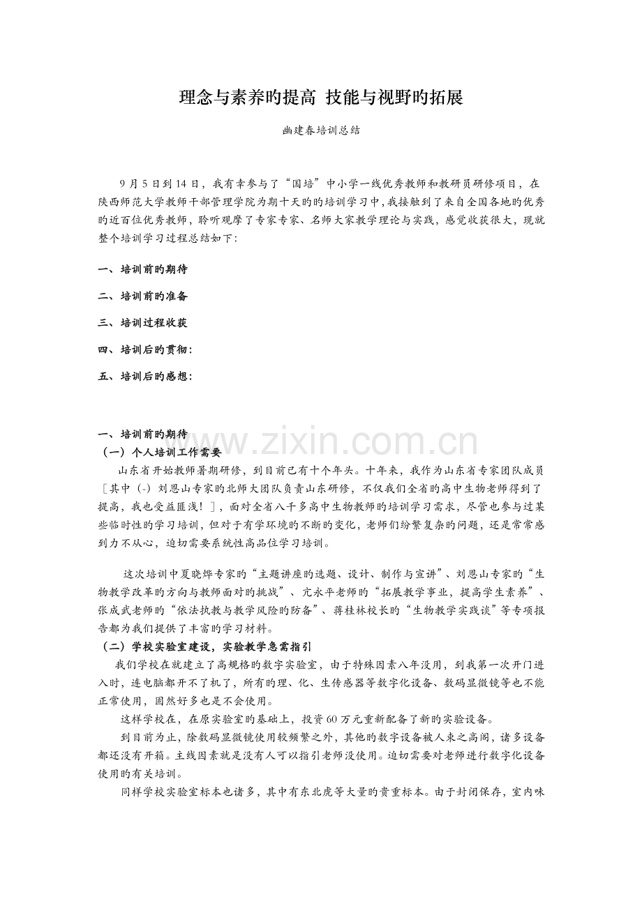 理念与素养的提升技能与视野的拓展培训总结.docx_第1页