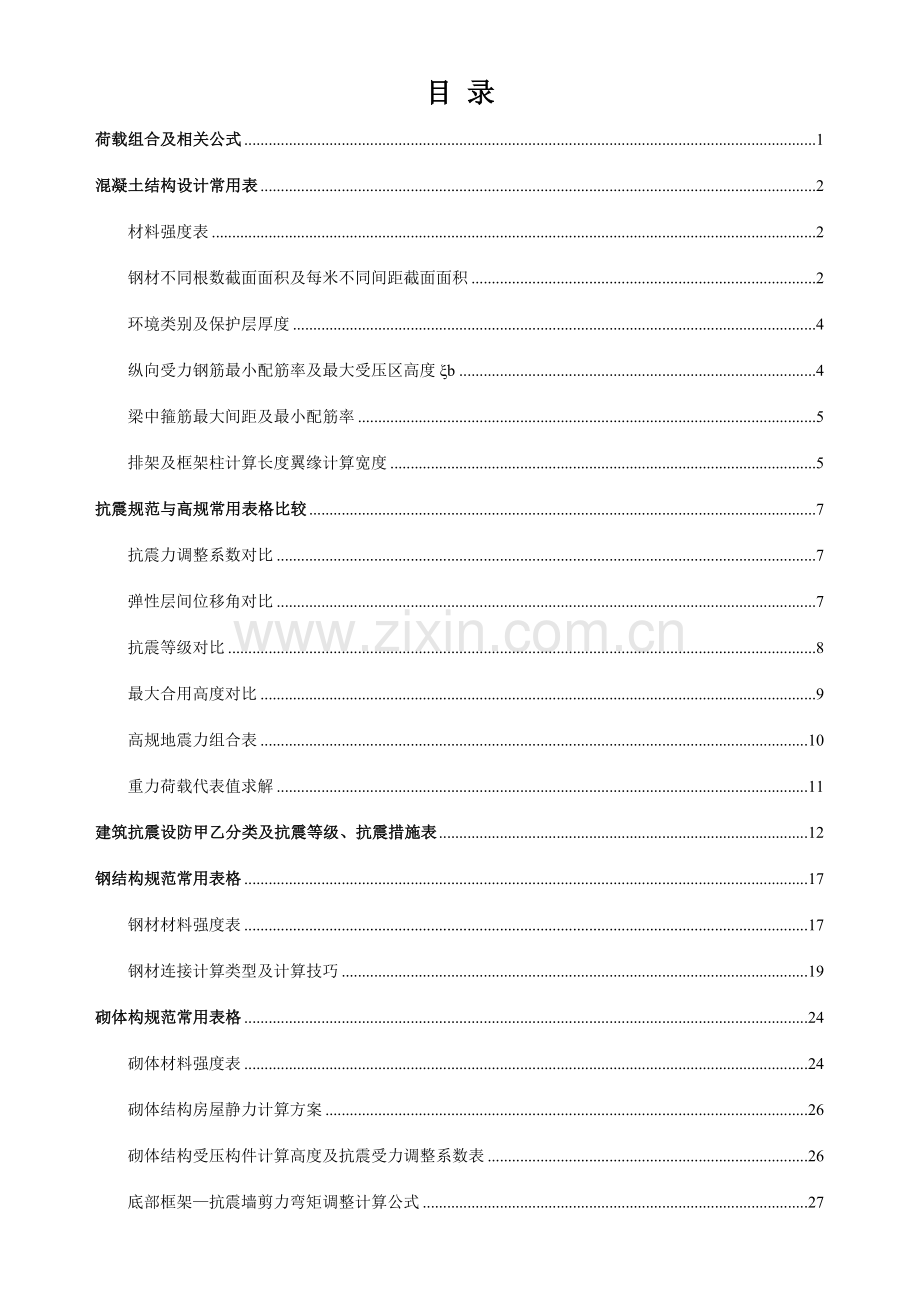 一级注册结构工程师常用表格.doc_第1页