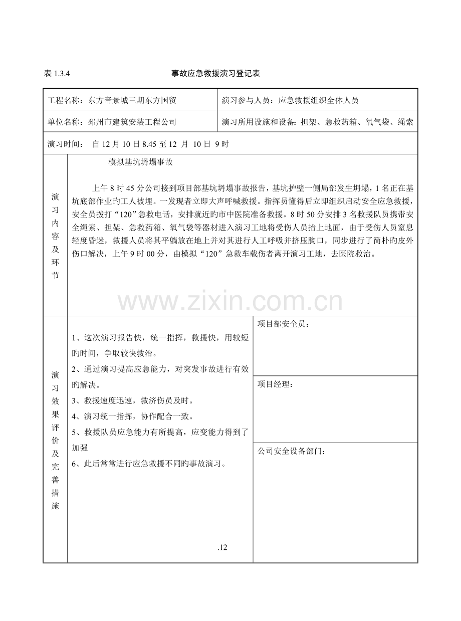 事故应急救援演习记录表.doc_第3页