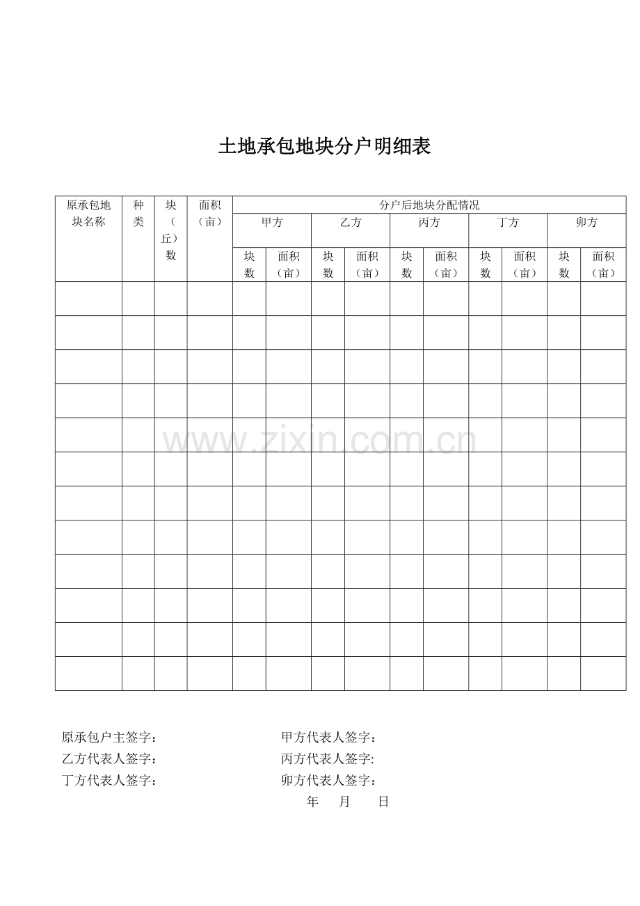 农村土地承包经营权分户协议书(5户).doc_第2页