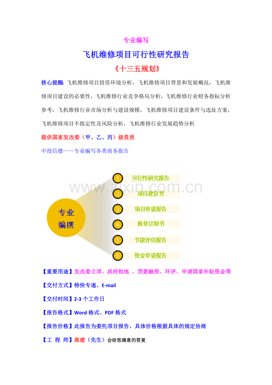 飞机维修项目可行性研究报告.doc_第1页