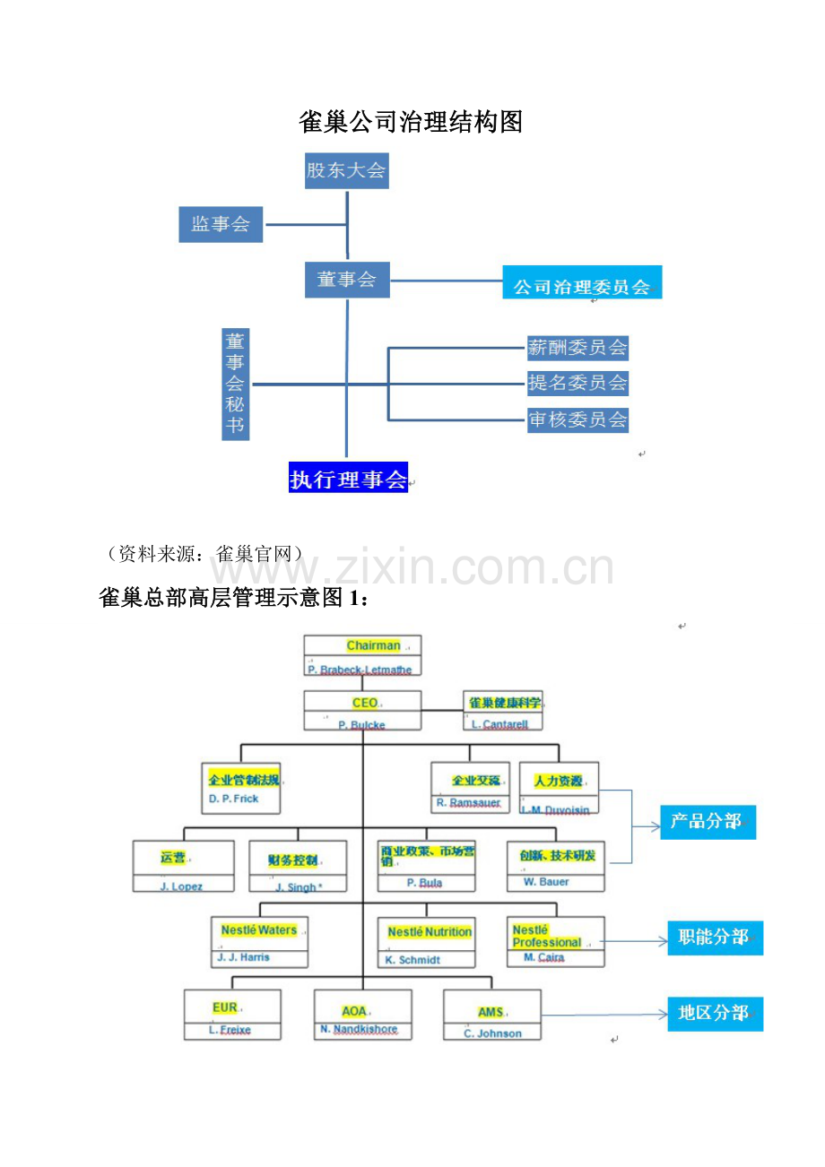 雀巢公司组织结构分析.docx_第1页