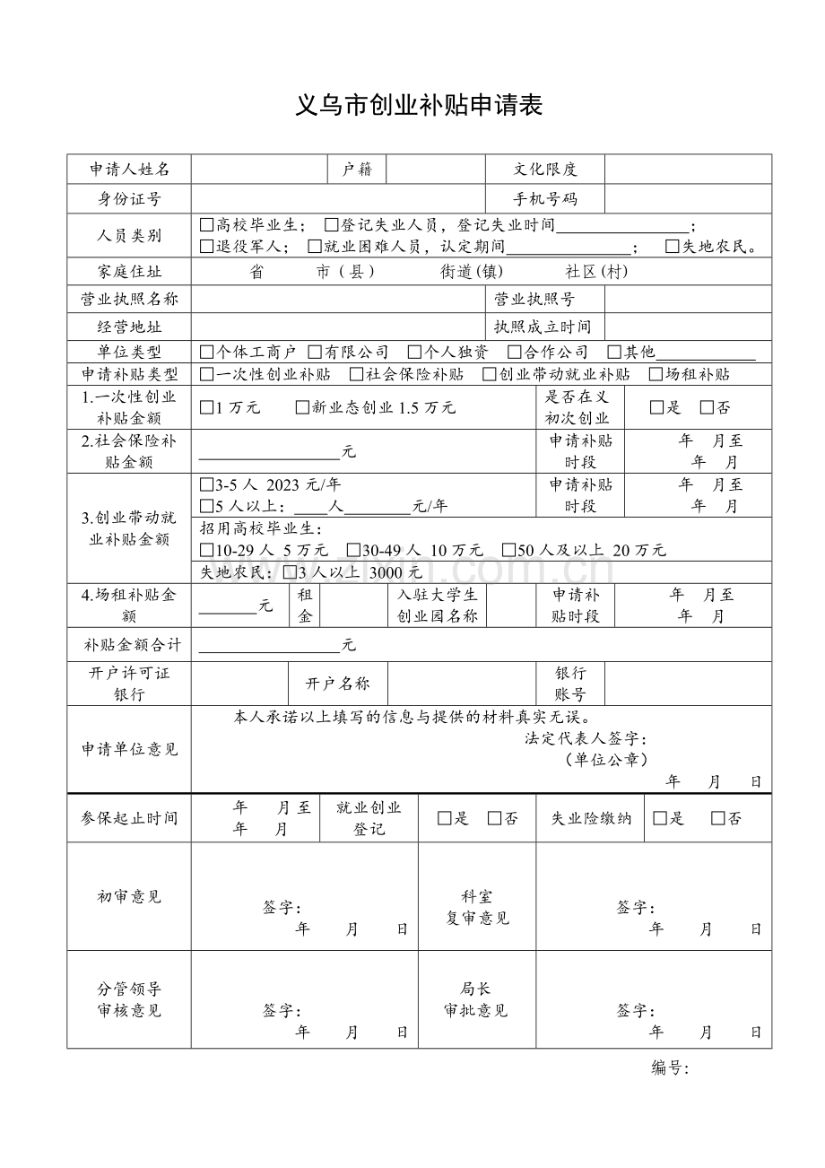 创业补贴申请表.doc_第1页