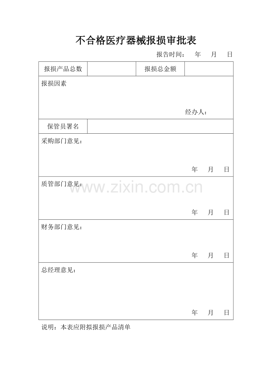 不合格医疗器械表格共表.doc_第1页