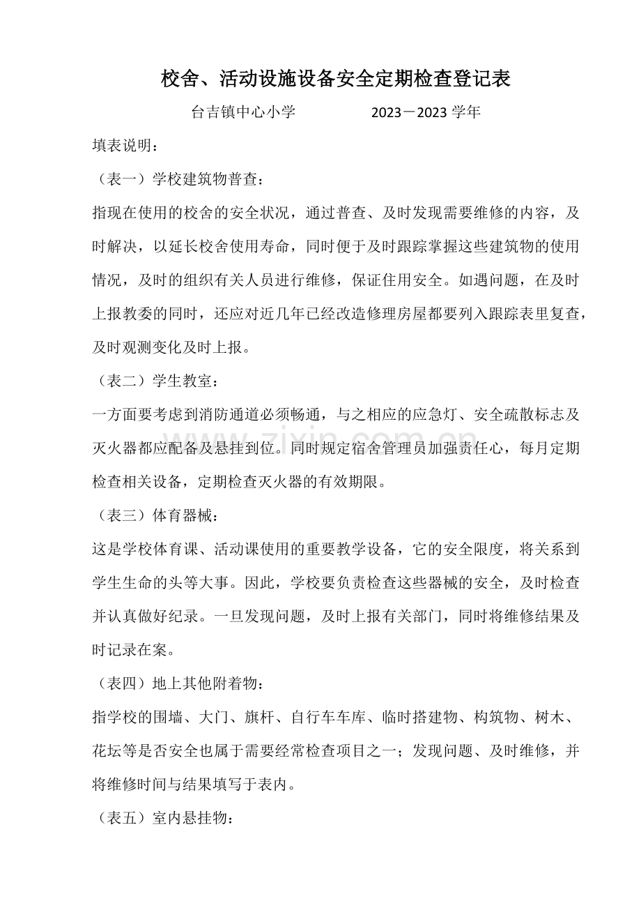 校舍活动设施设备安全定期检查记录表.doc_第1页