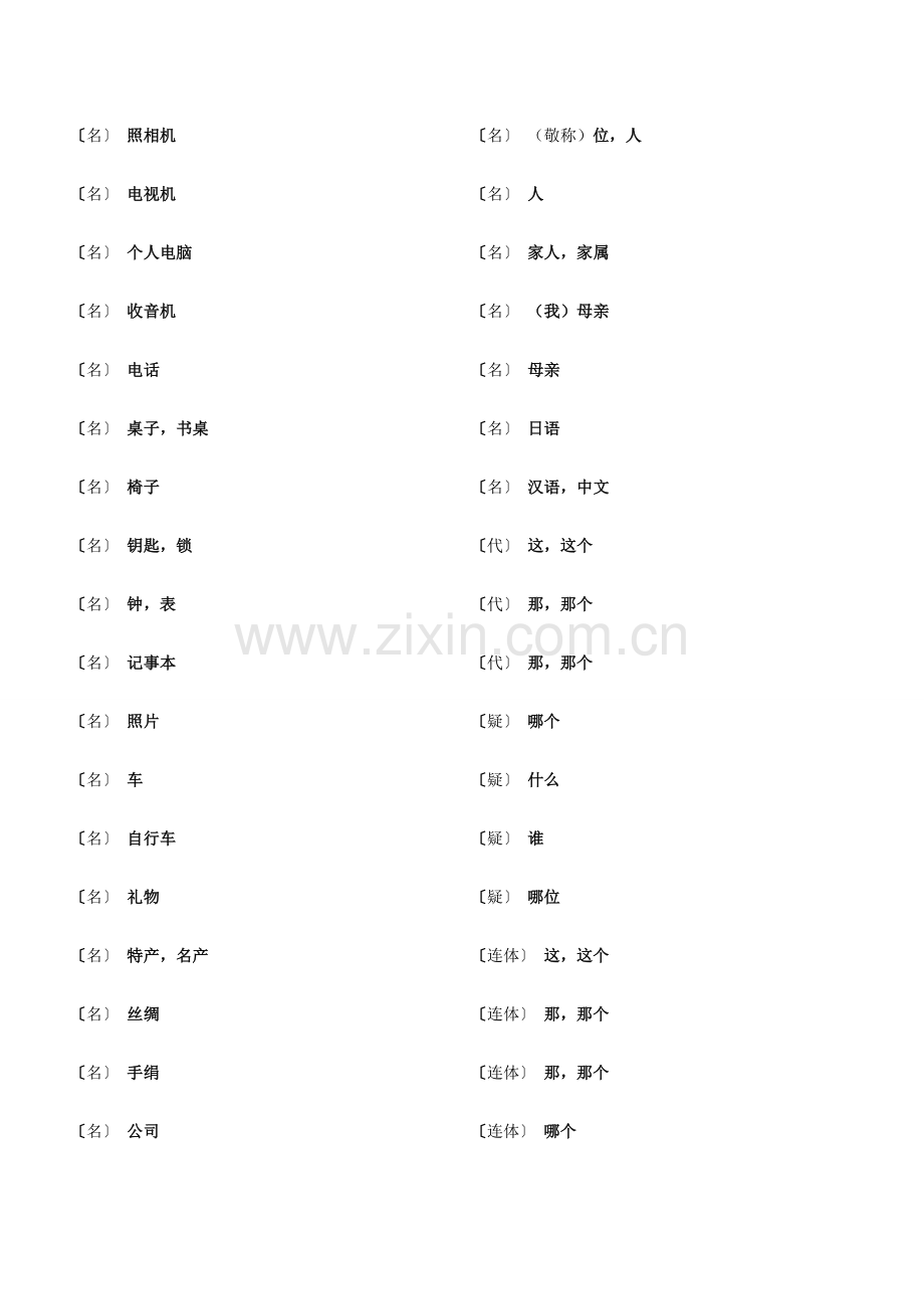 新版中日交流标准日本语初级上下册单词自测.doc_第3页