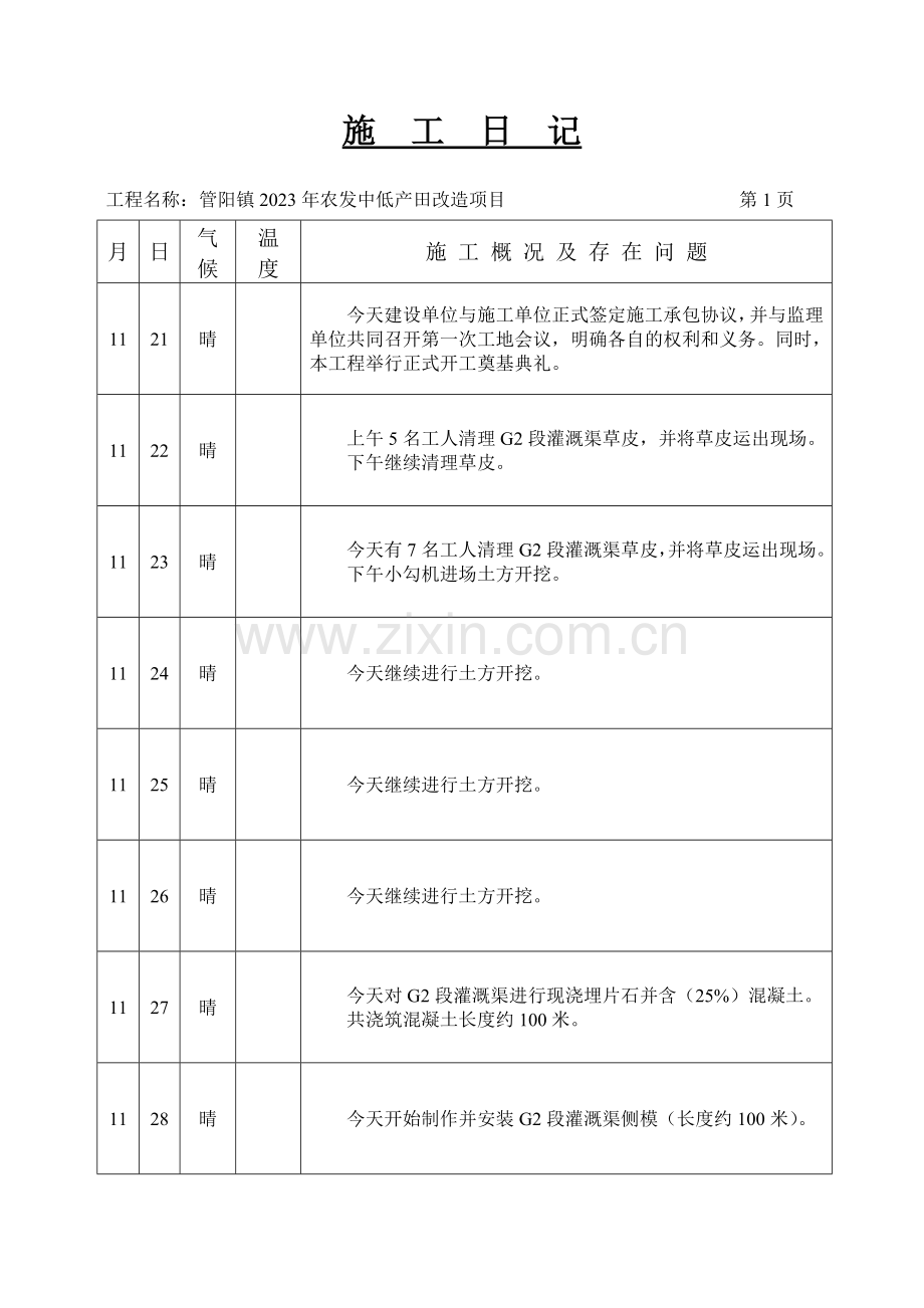 施工日记整理版.doc_第1页