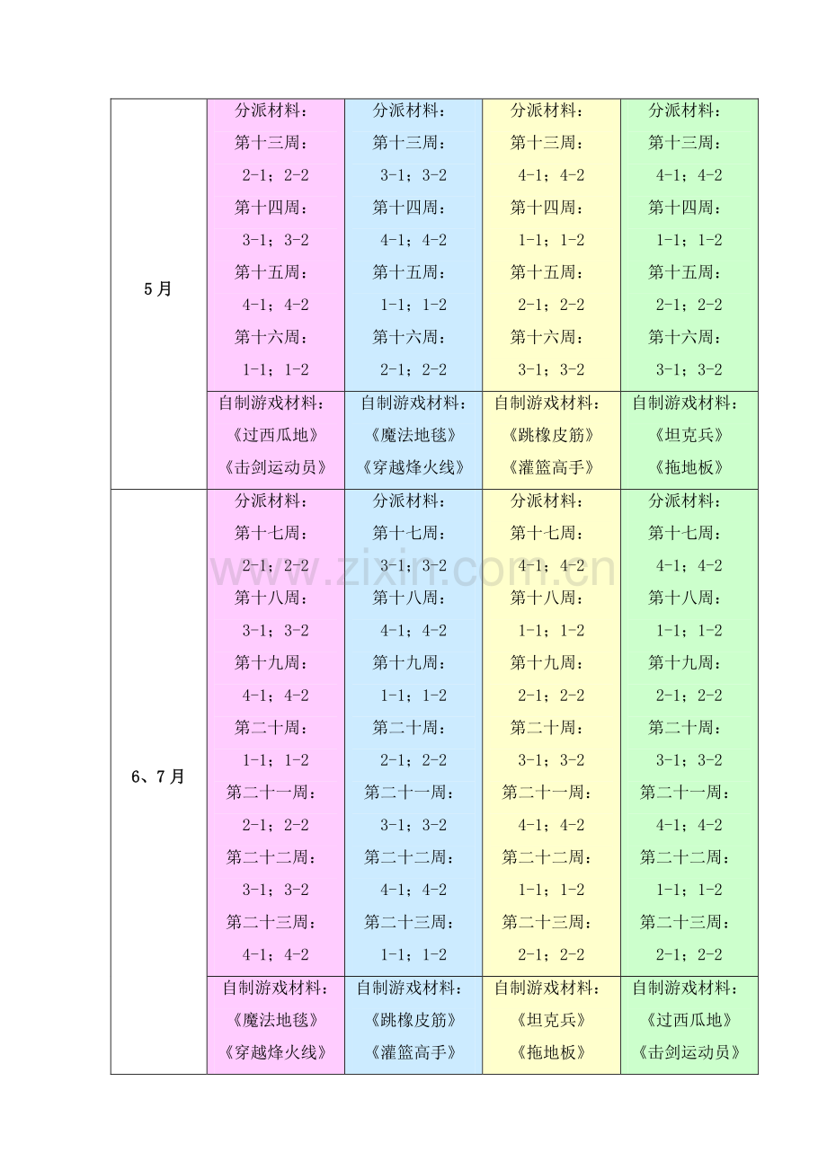 大班雨天雾霾天室内体育游戏安排表.docx_第2页