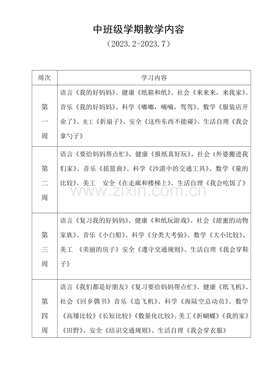 中班级学期教学内容.doc_第1页