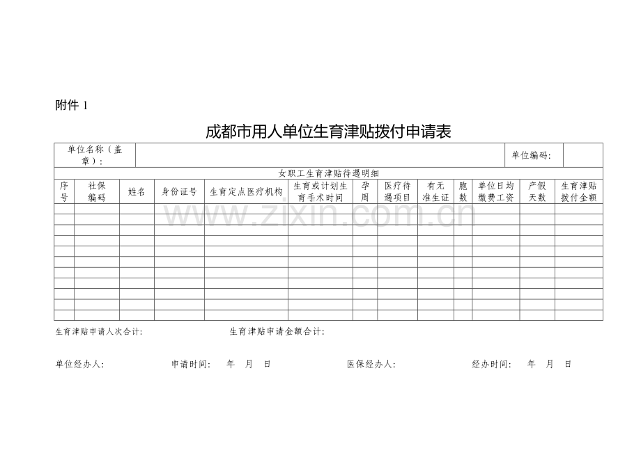 成都市生育拨付申请表.doc_第1页