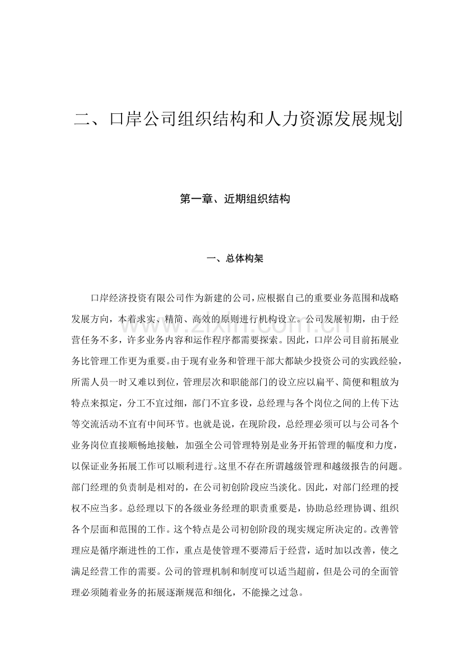 口岸公司组织结构和人力资源发展规划.doc_第1页