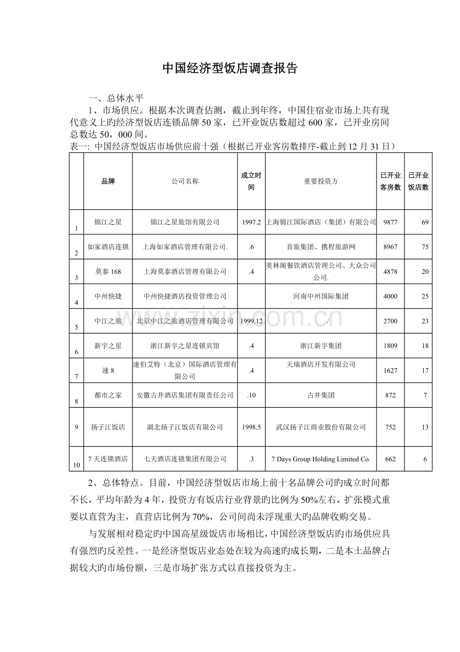 中国经济型饭店调查报告.doc_第1页