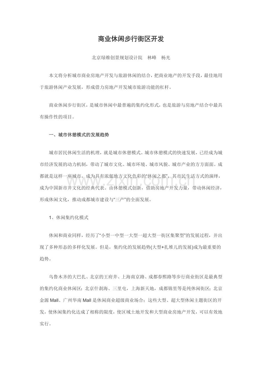 商业休闲步行街区开发.doc_第1页