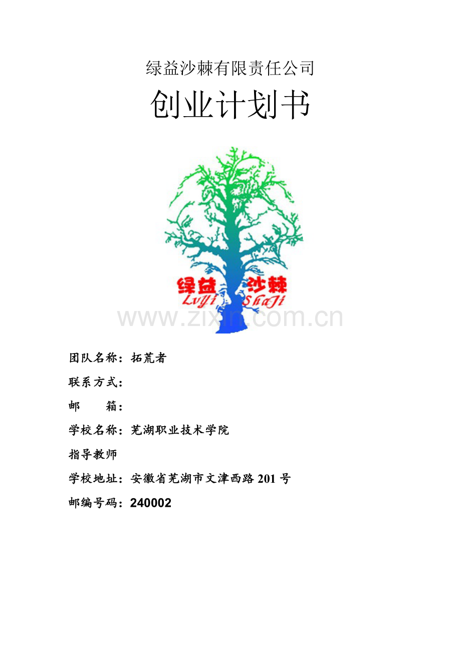 绿益沙棘创业计划书.doc_第1页