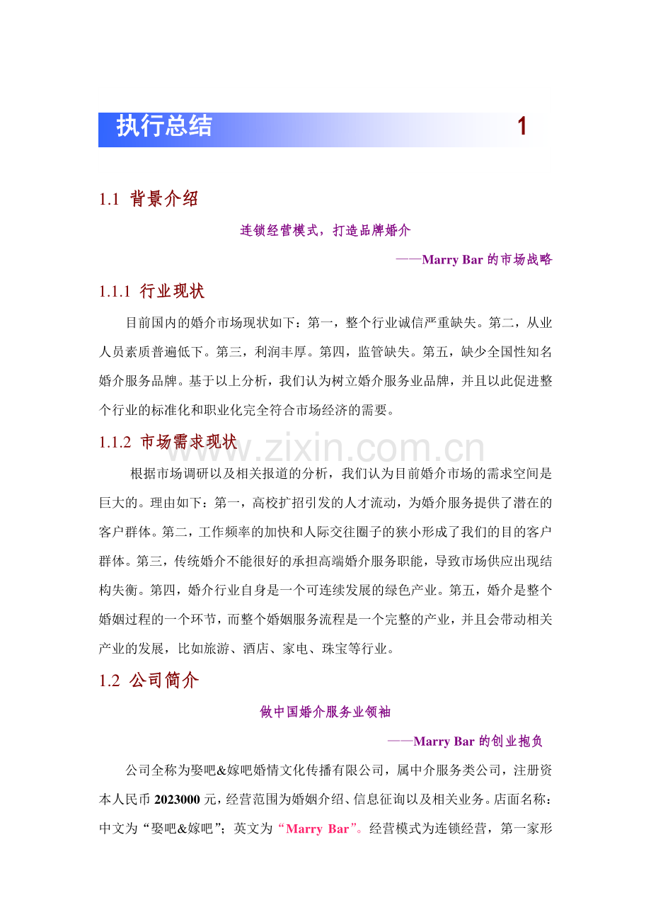 嫁娶吧创业计划书.doc_第1页