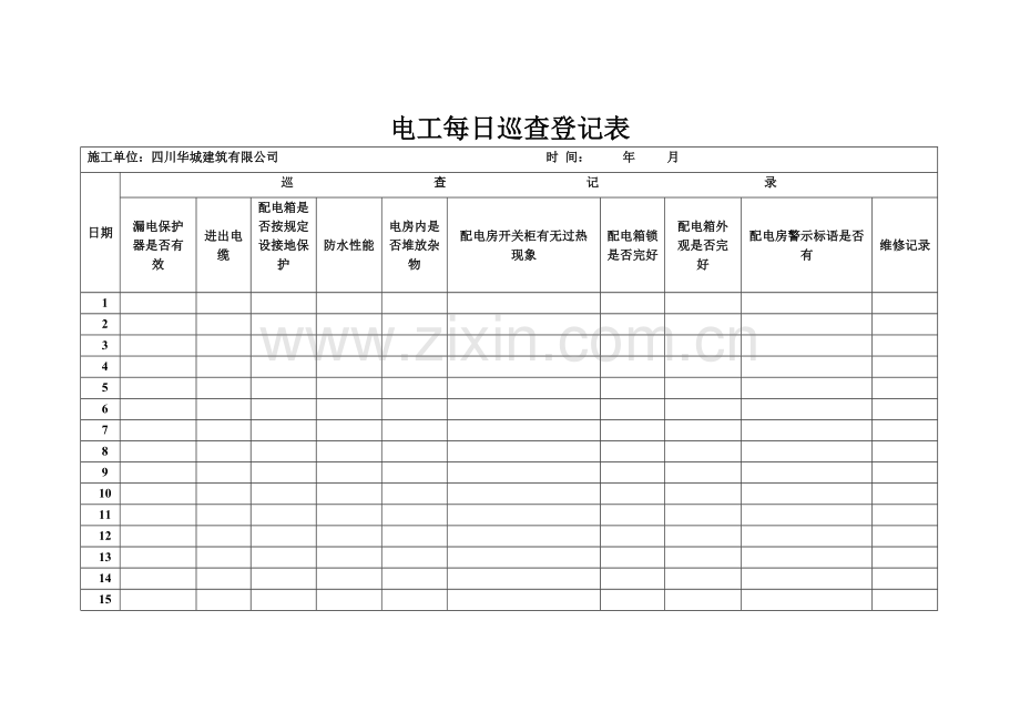 电工每日巡查记录表.doc_第1页