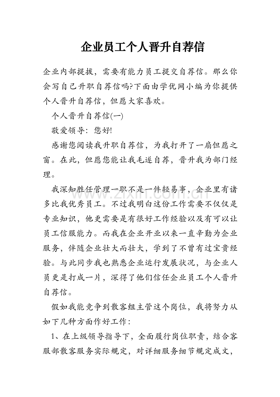 公司员工个人晋升自荐信.doc_第1页