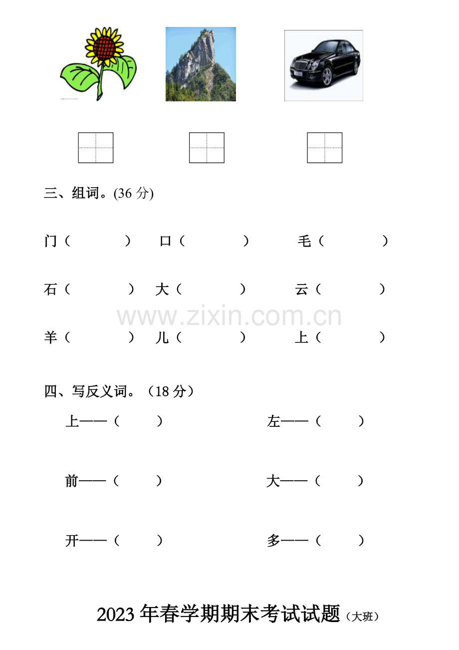 新版幼儿园大班语文试卷.doc_第2页