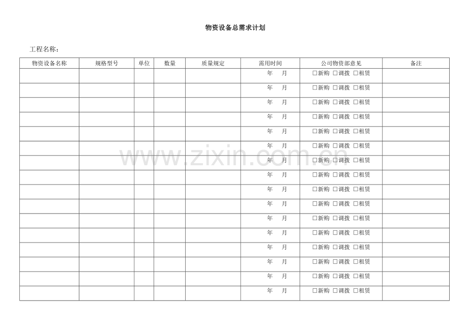 物资设备表格.doc_第1页