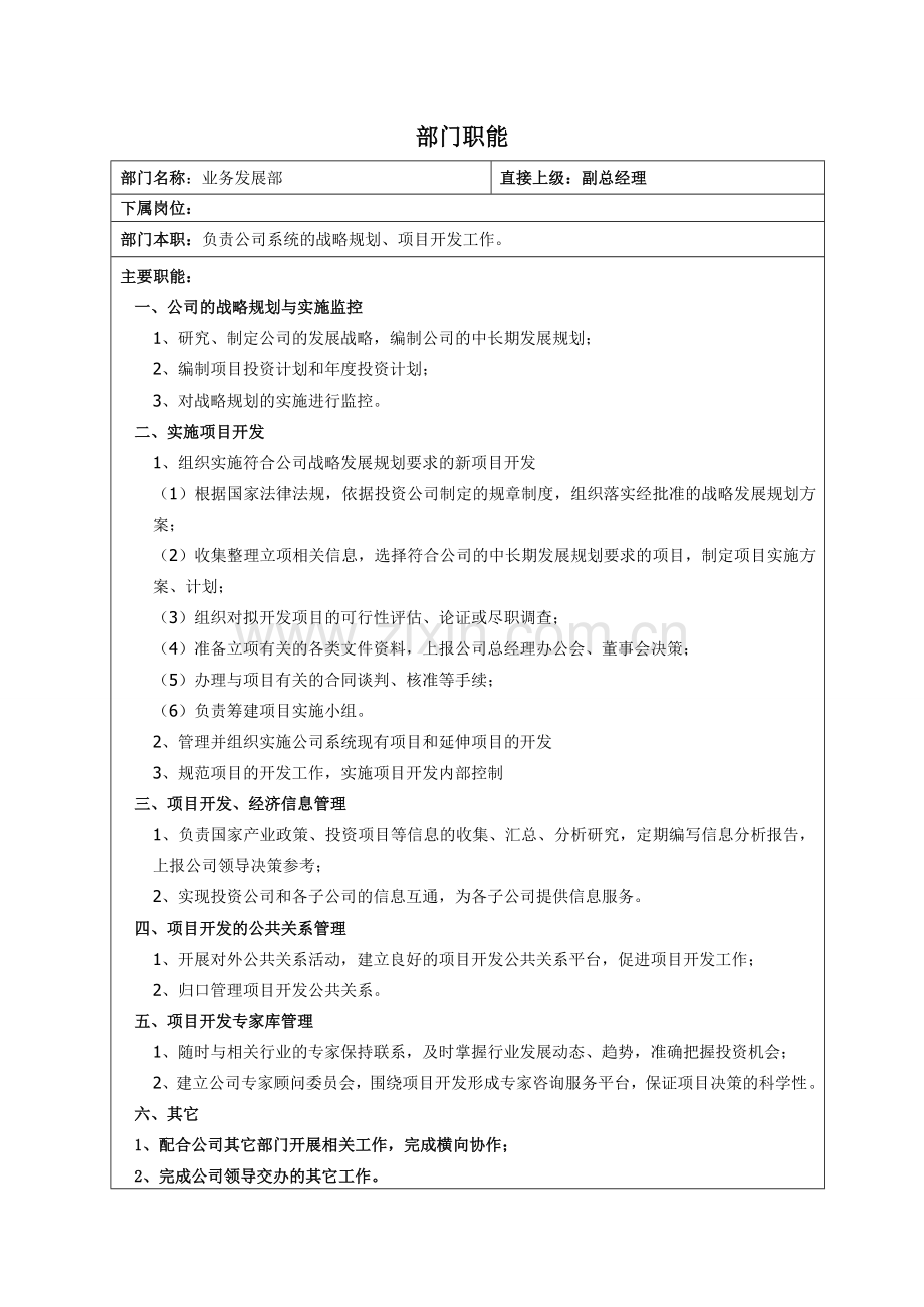 部门职能划分表.doc_第1页