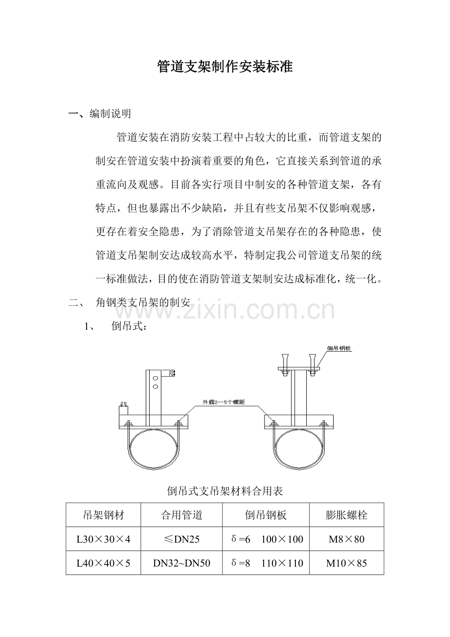 管道支架制作安装标准样本.doc_第1页