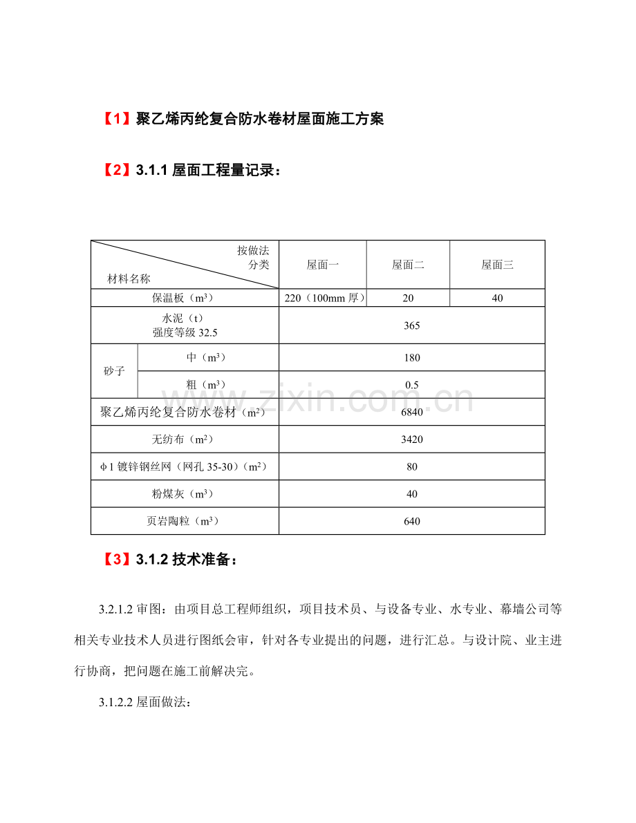 聚乙烯丙纶复合防水卷材屋面施工方案.doc_第1页