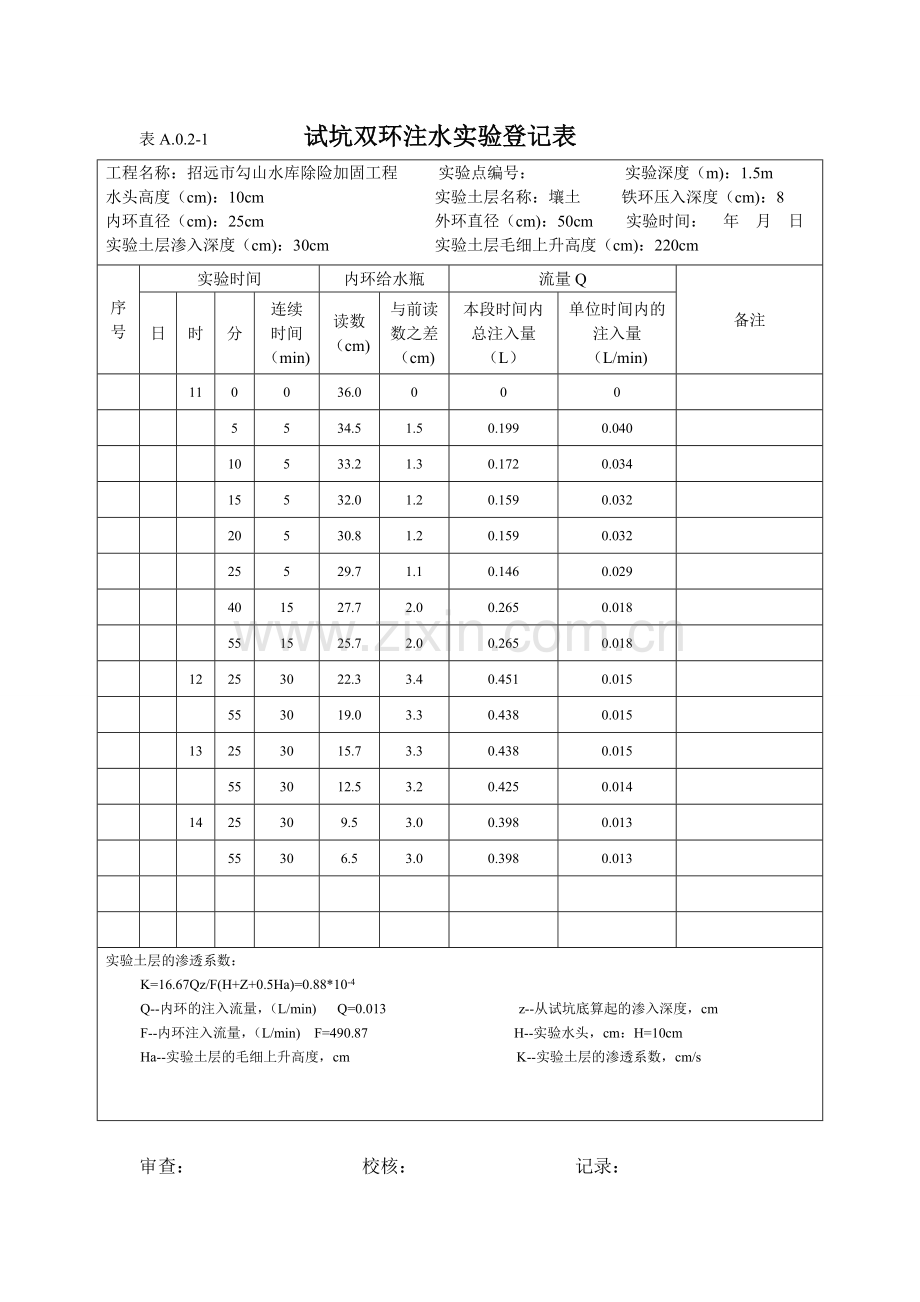 试坑双环注水试验记录表.doc_第1页