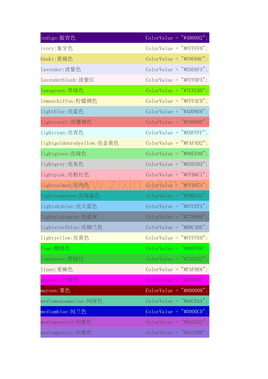 颜色大全颜色名称和颜色值色板色板对照表.doc_第3页