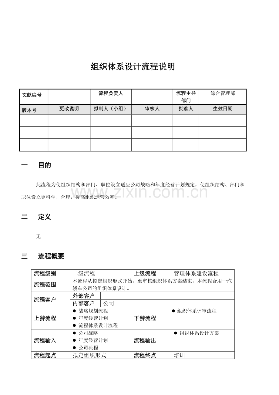 新全息一汽轿车组织结构体系设计流程说明.doc_第1页