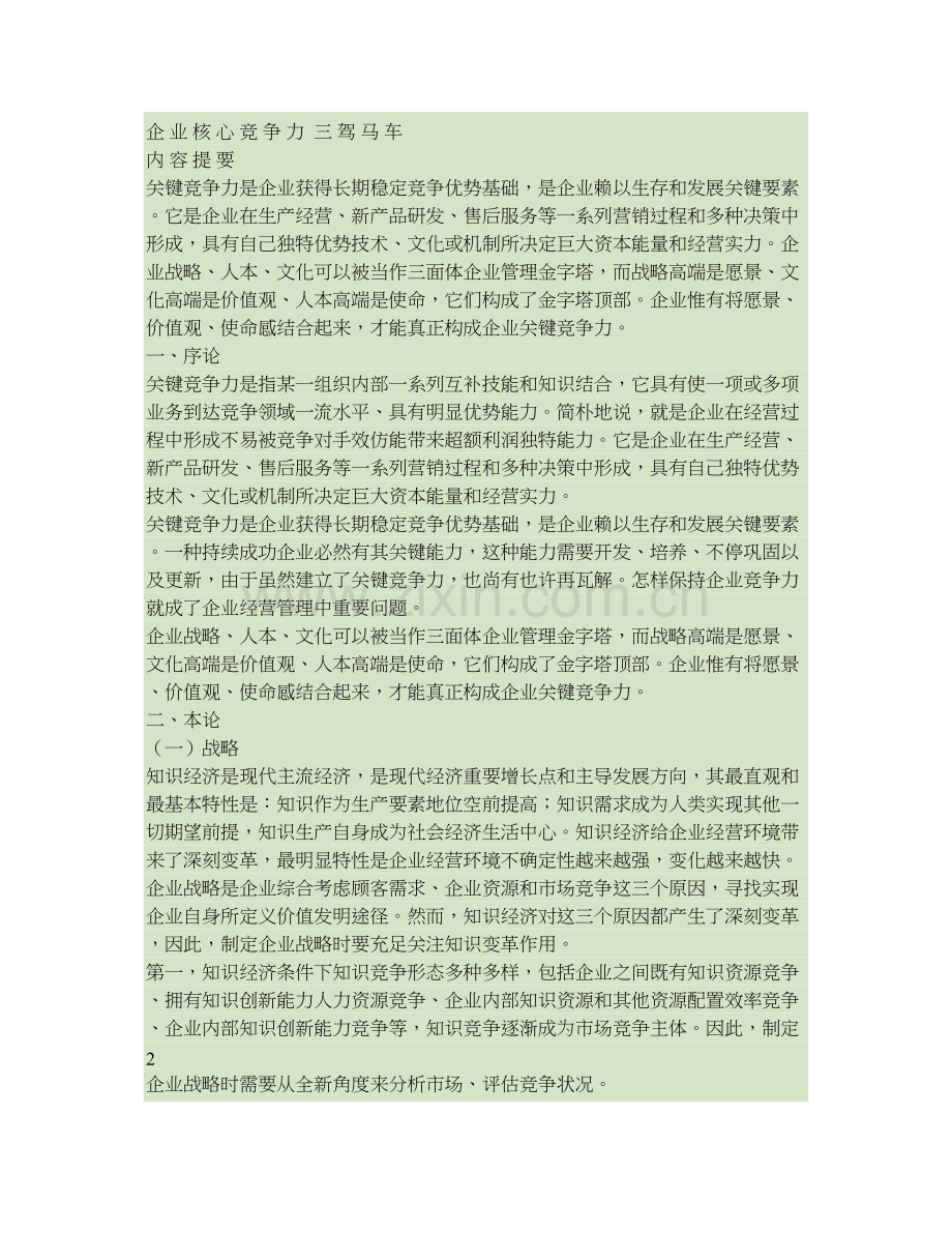 企业核心竞争力的三驾马车内容提要重点.doc_第1页