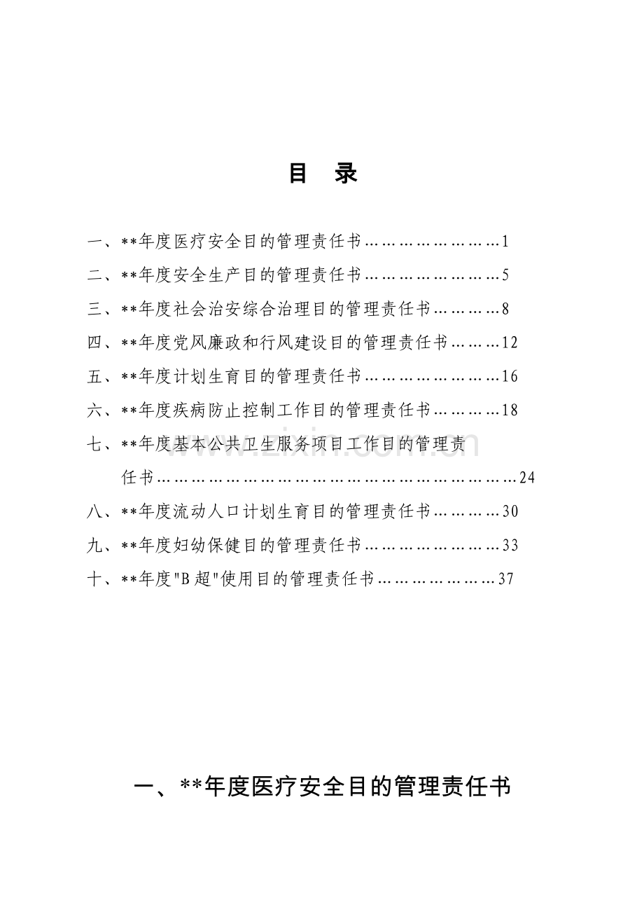 医院目标管理责任书.doc_第1页