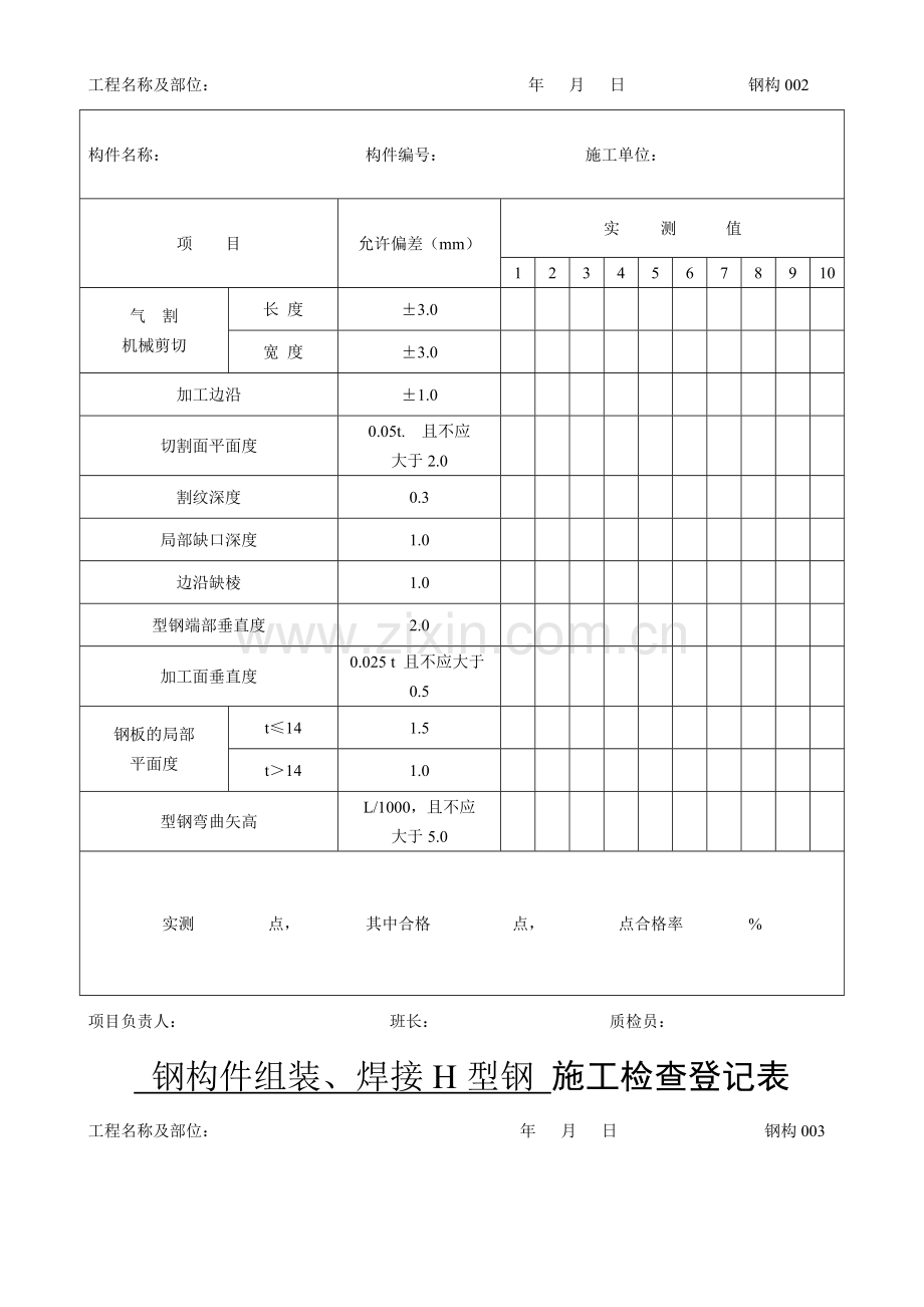 工程表格之钢结构制作安装记录.doc_第2页