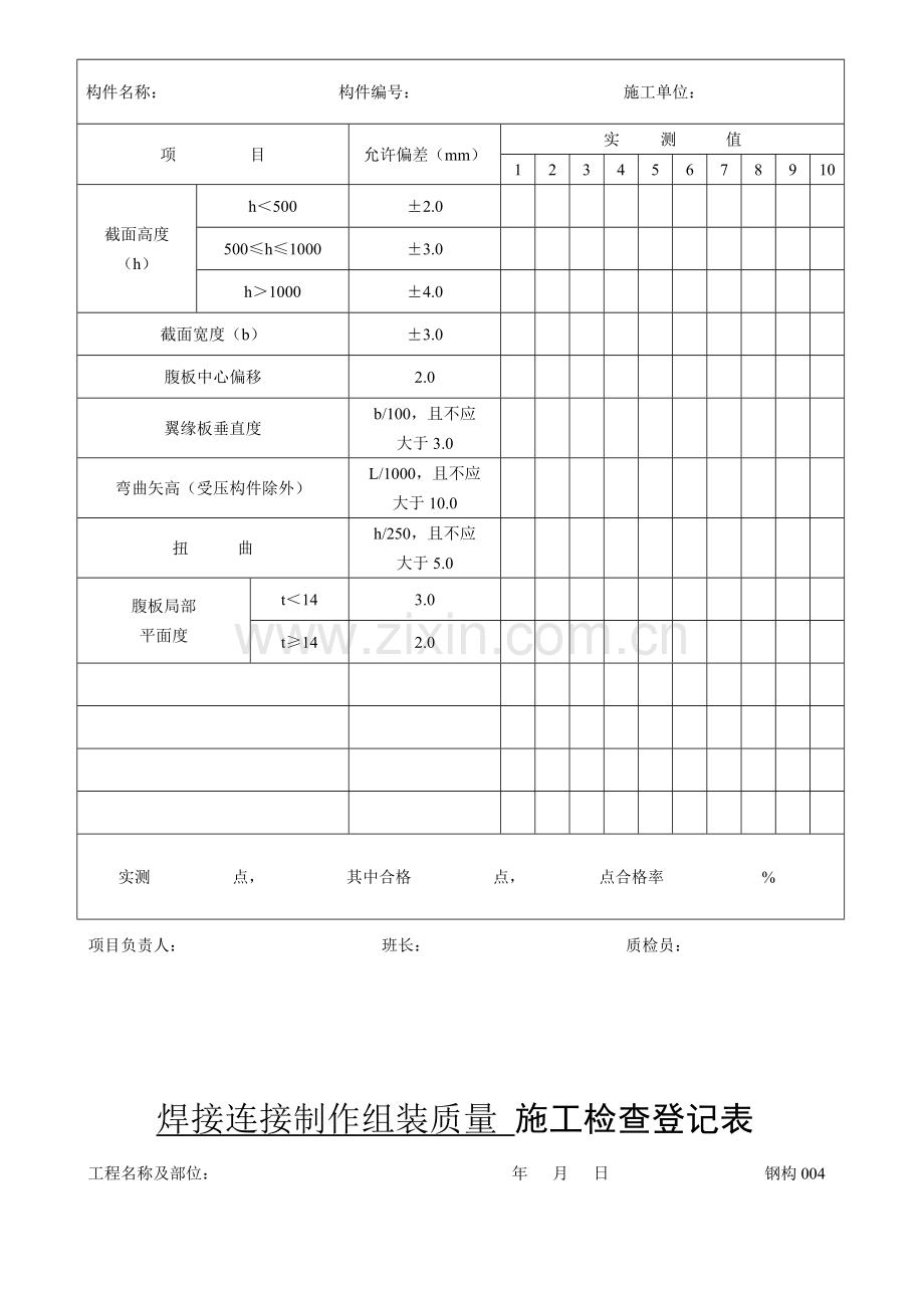 工程表格之钢结构制作安装记录.doc_第3页