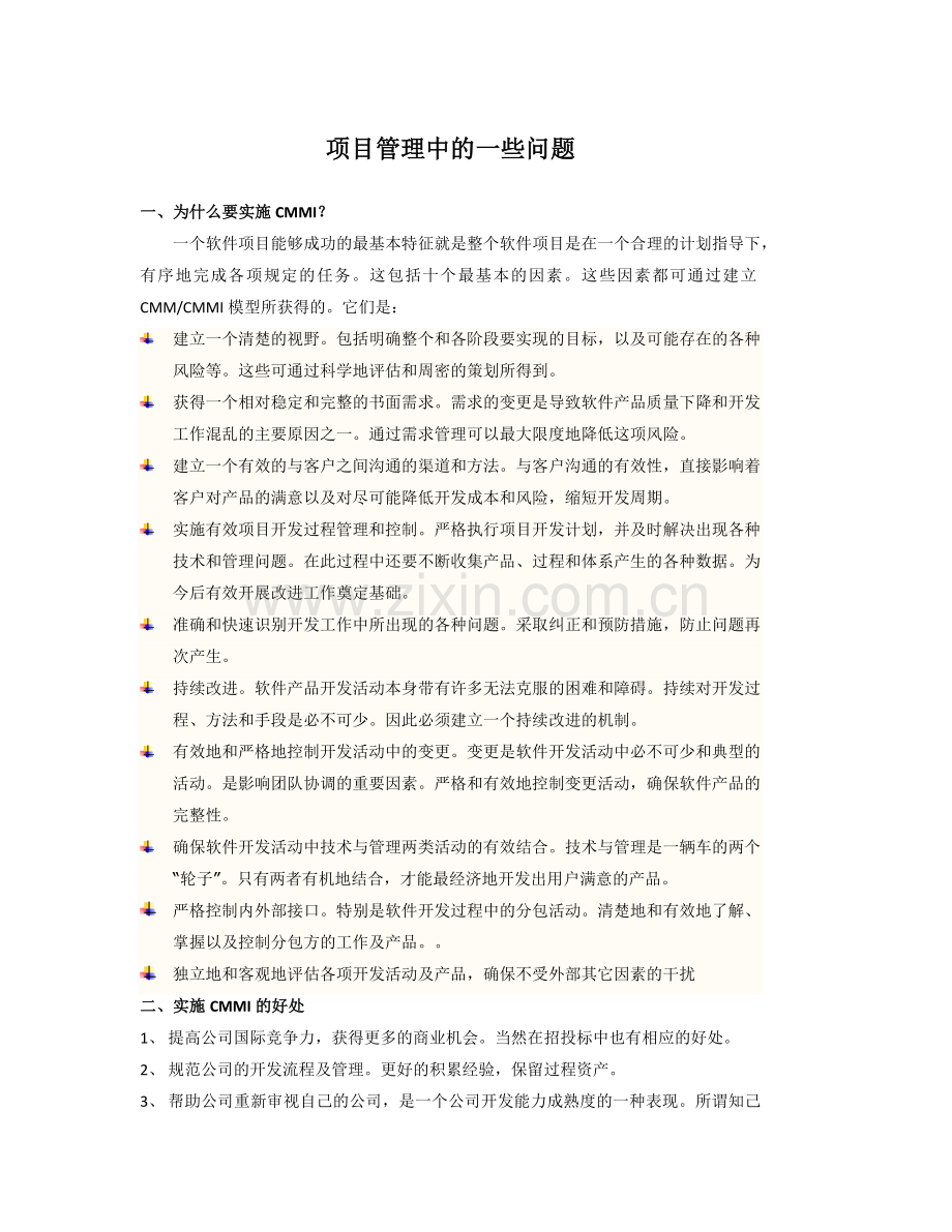 项目管理中的一些问题.docx_第1页