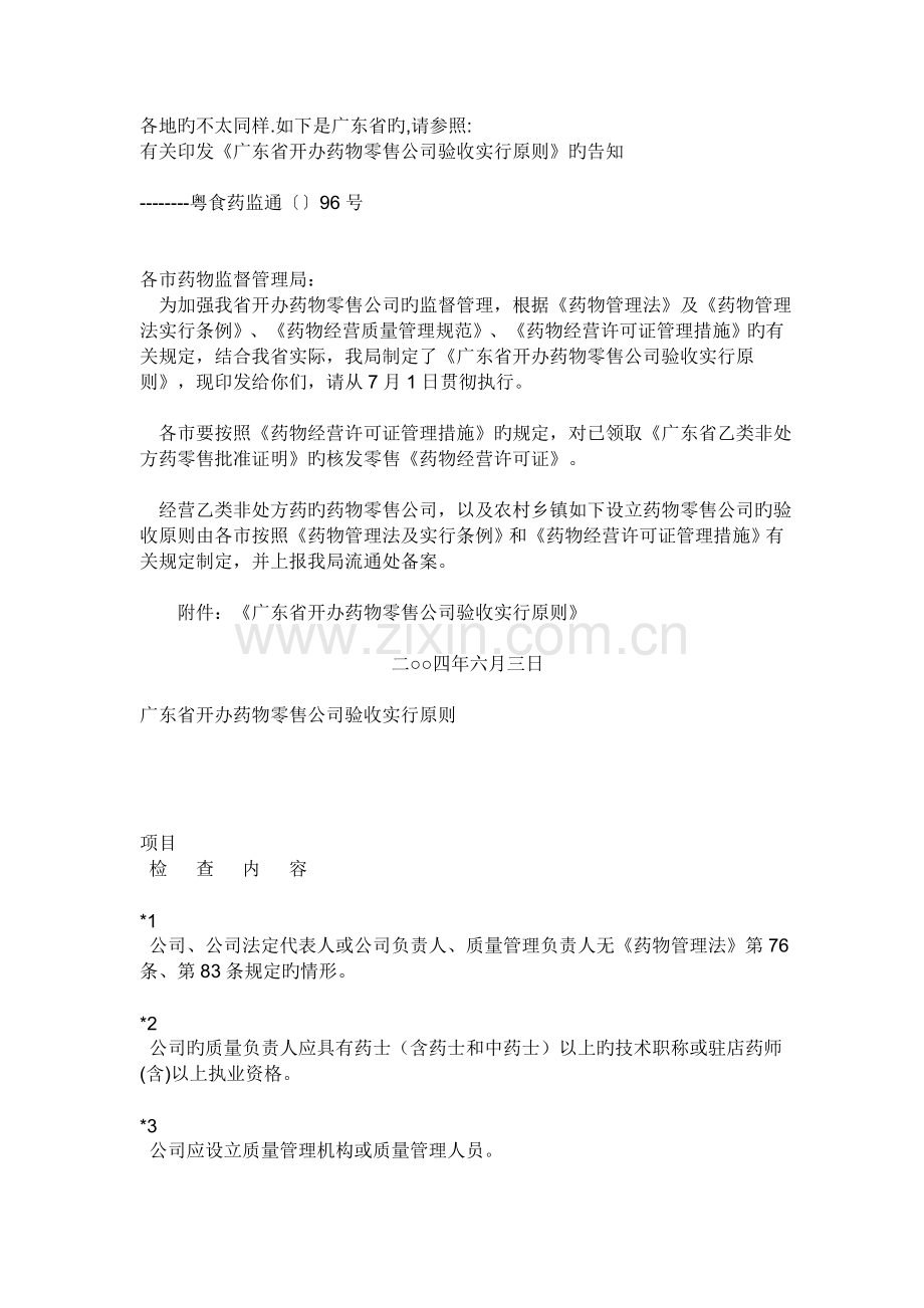 广东省开办药品零售企业验收实施标准.doc_第1页