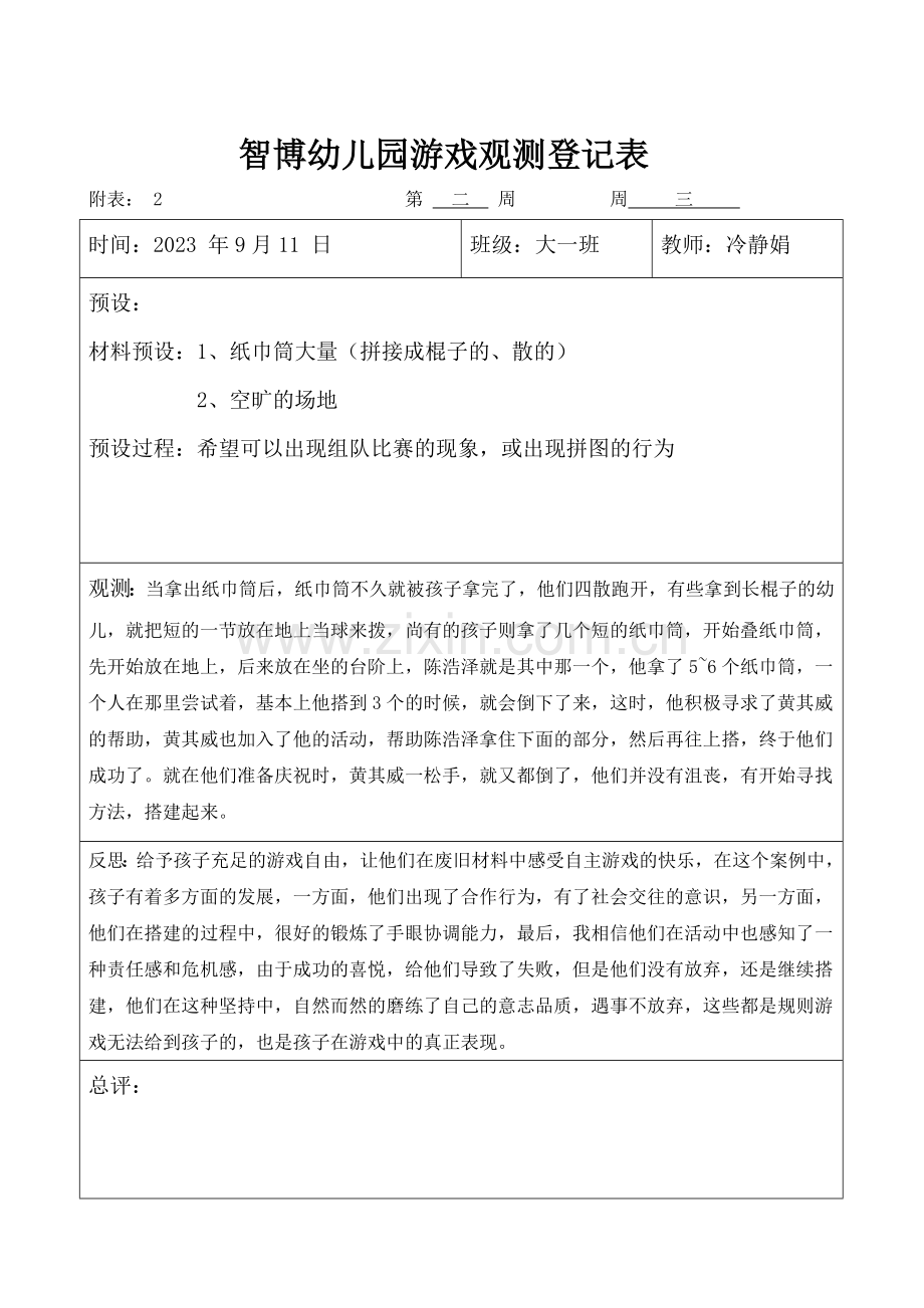 新版大班自主游戏观察记录.doc_第2页