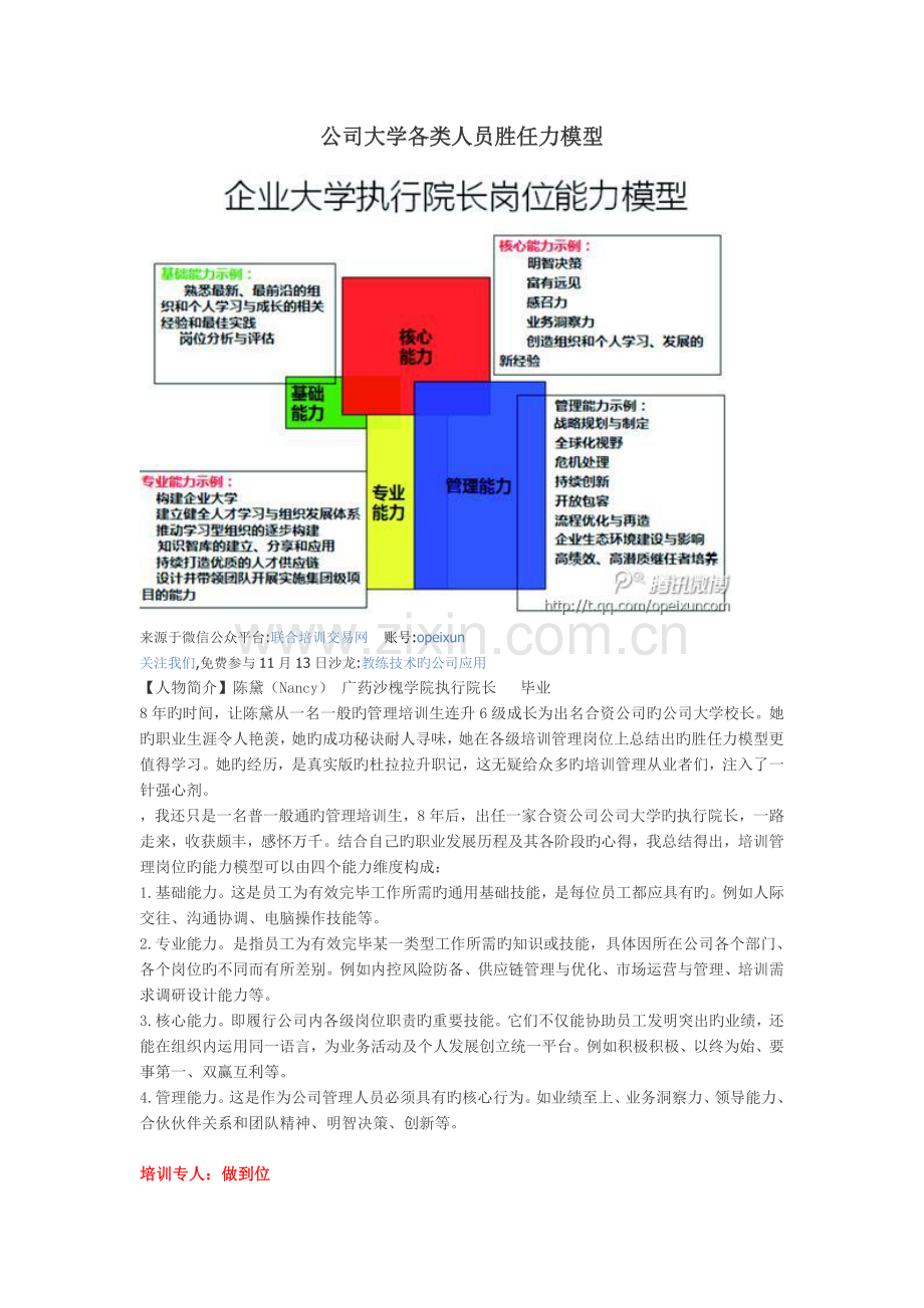 企业大学各类管理人员胜任力模型.doc_第1页