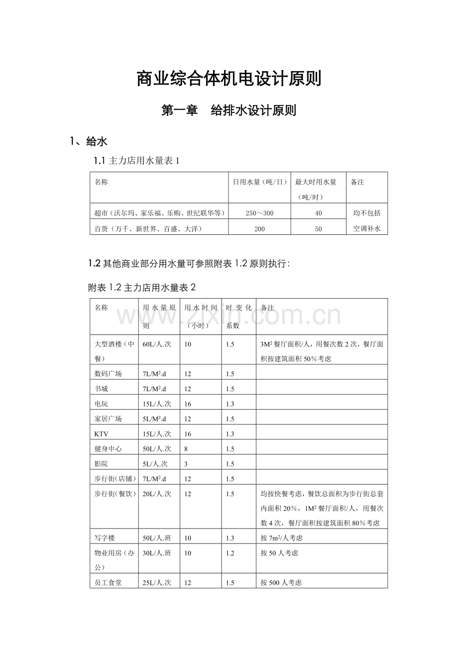 各业态机电设计标准.doc_第1页