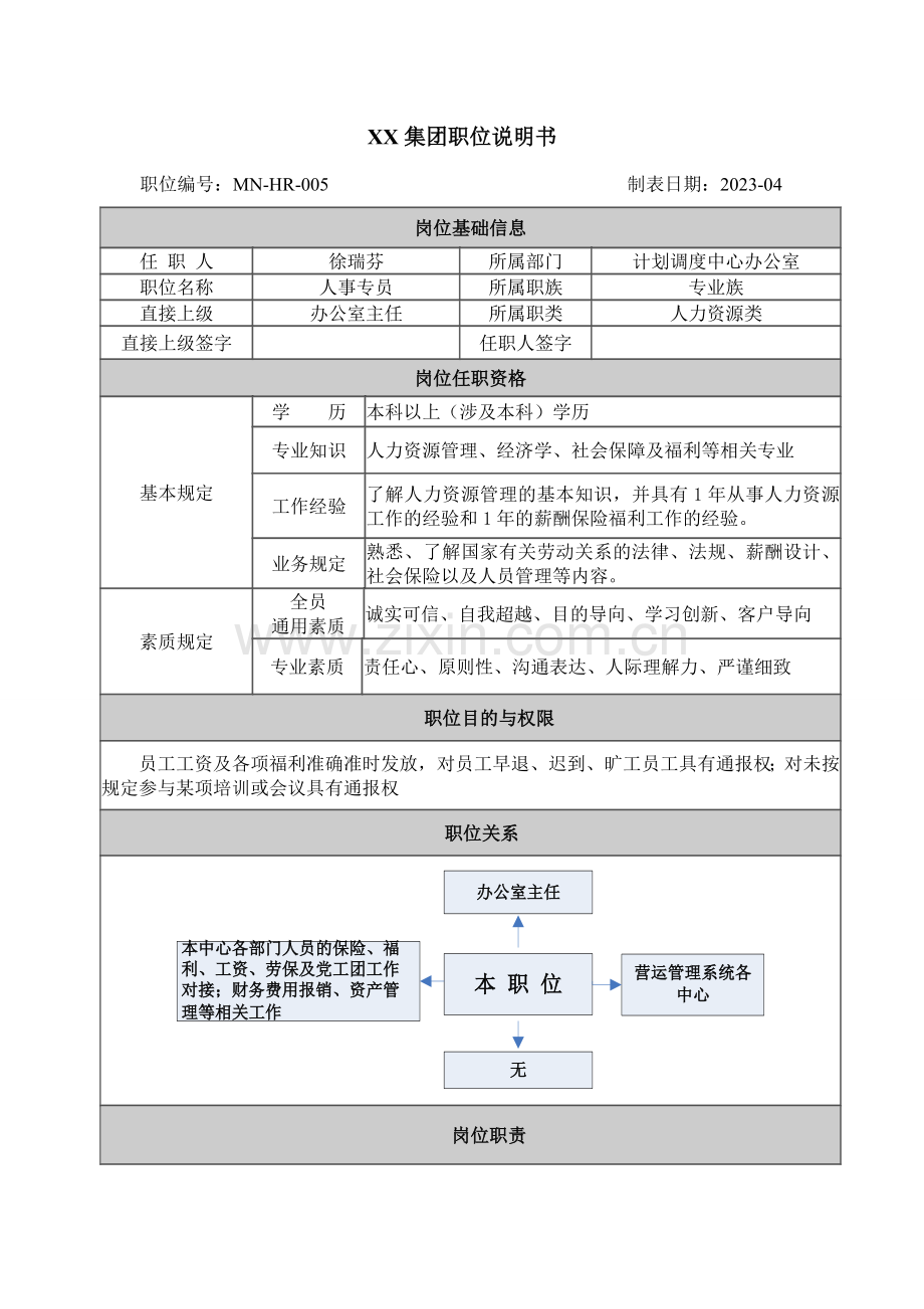 计划调度类职位说明书.doc_第1页